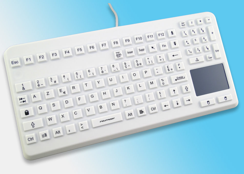 Clavier lavable avec touchpad série InduProof Advanced – Blanc