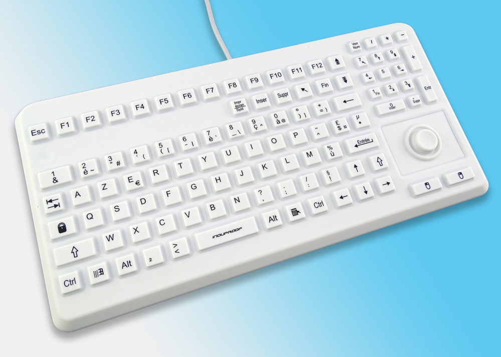 Clavier lavable avec mouse button série InduProof Advanced - Blanc