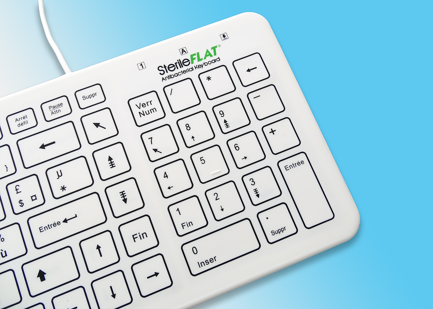 Clavier médical antibactérien filaire SterileFLAT - Nicomed